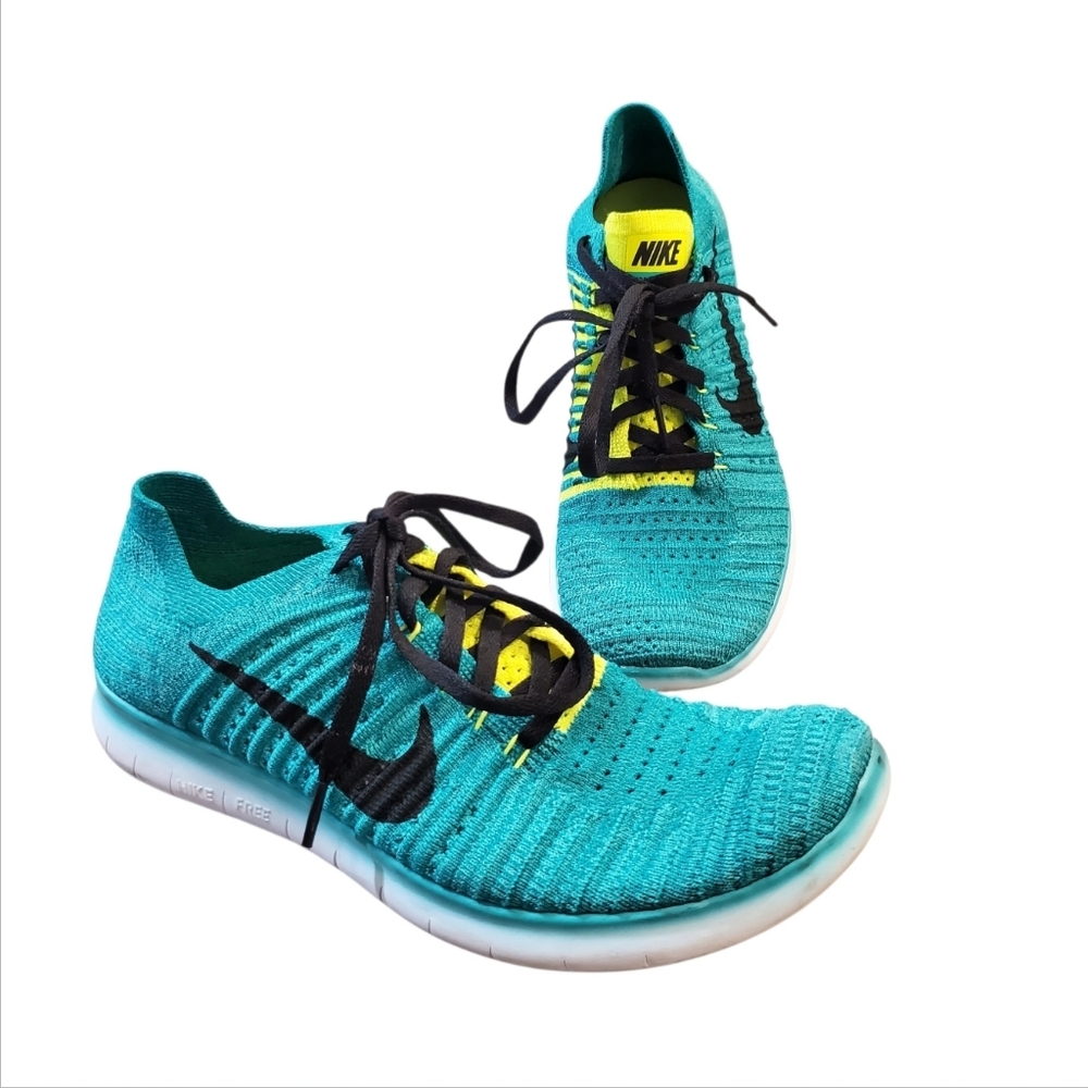 Nike Free RN Flyknit Running Shoes Youth Size 7Y Lightweight Green 834362 300